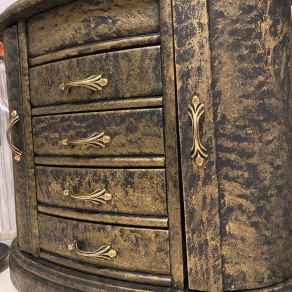 Gold & Black Jewelry Box Sponge / Snake Skin Print Upcycled Painted Jewelry Box - Picture 5 of 9